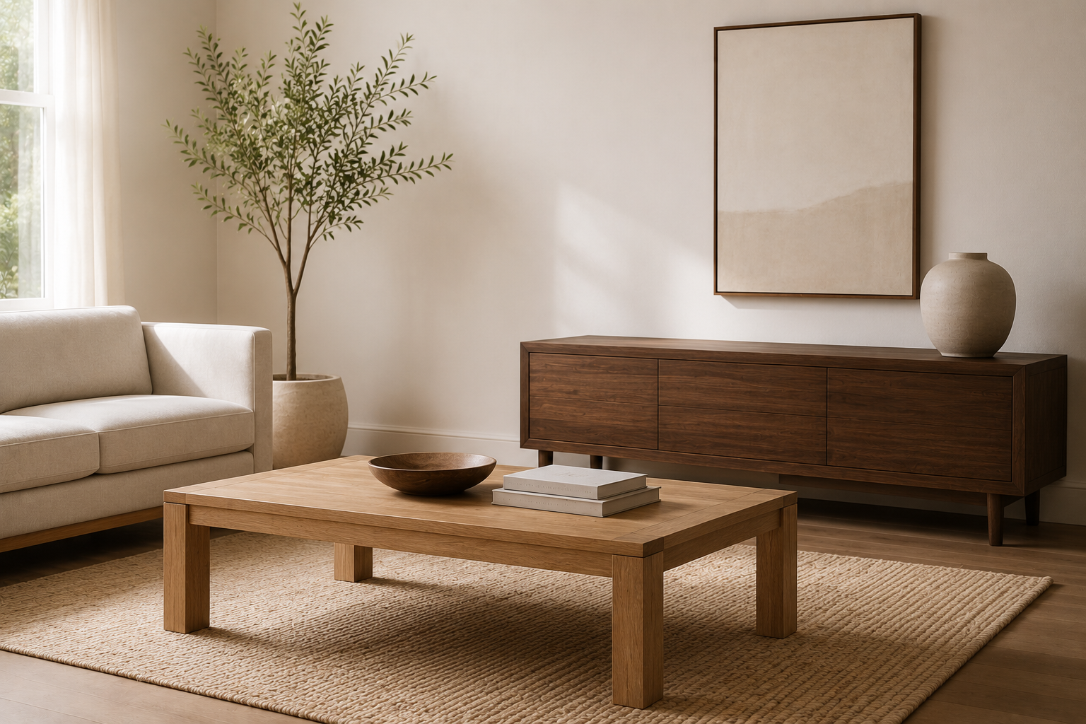 Layered Wood Tone Living Room