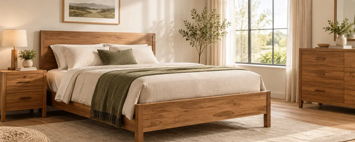 Bright Bedroom With Smooth Solid Wood Furniture For an Allergy-Conscious Home