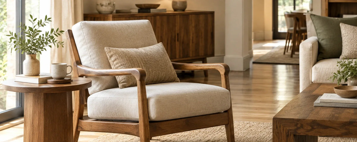 Living Room With Armchair and Side Table Arranged For Comfortable Everyday Use