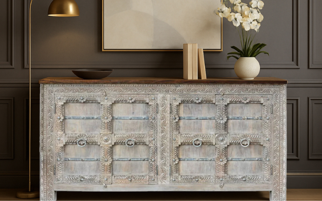 Handcrafted Rustic Solid Wood Sideboard - Dual Tone