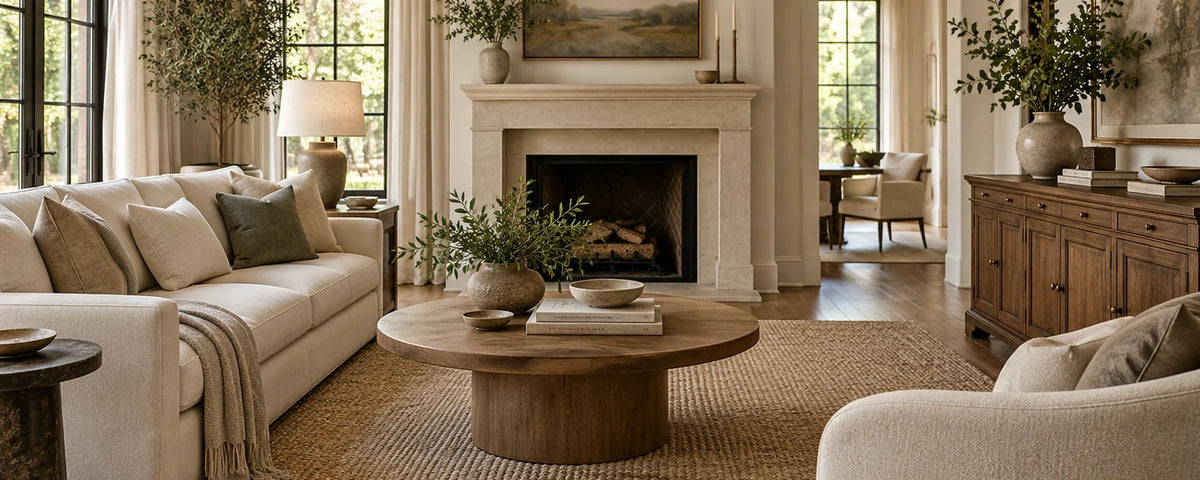 Transitional Living Room Blending Traditional And Modern Furniture