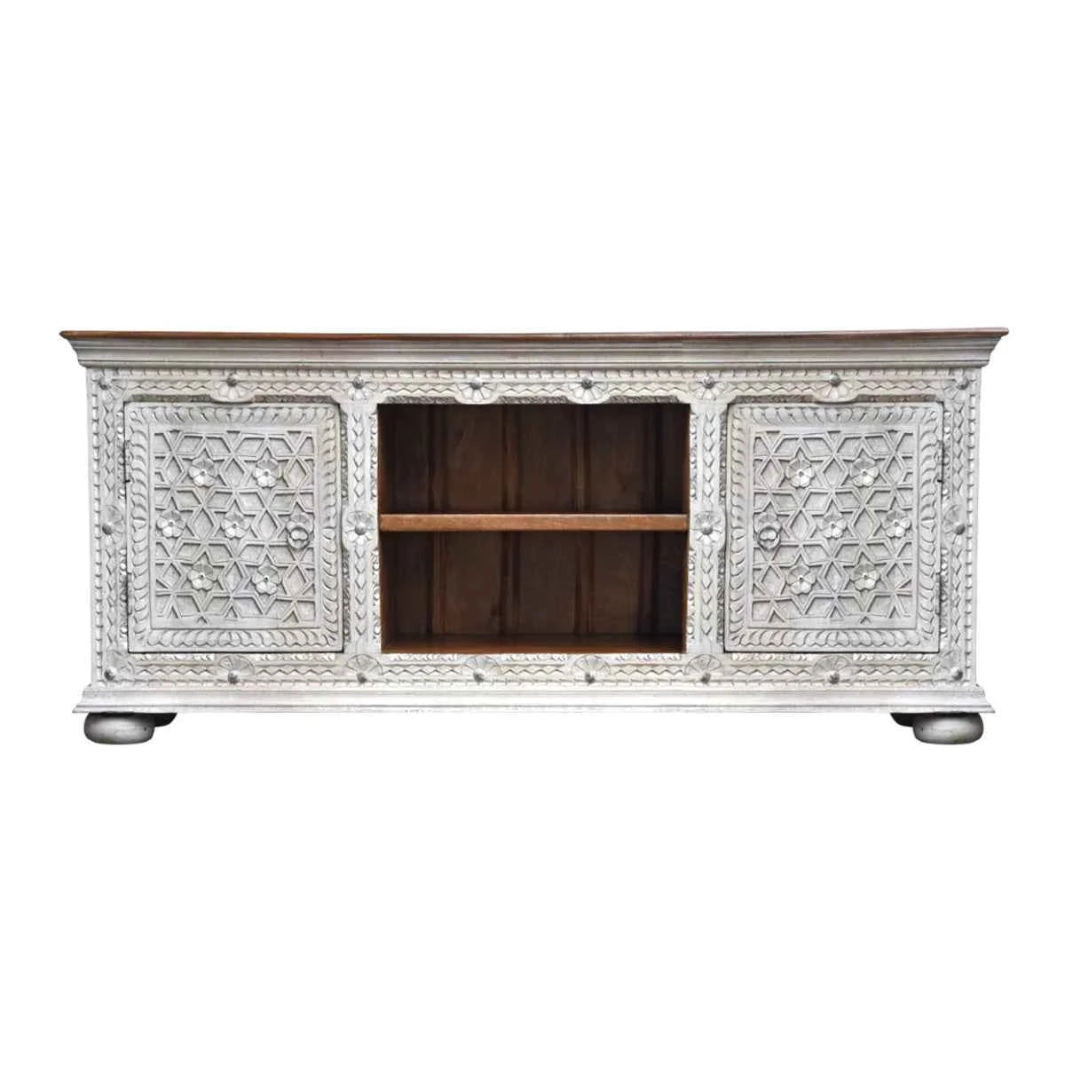 Alpena Rustic Ornate Wooden TV Cabinet