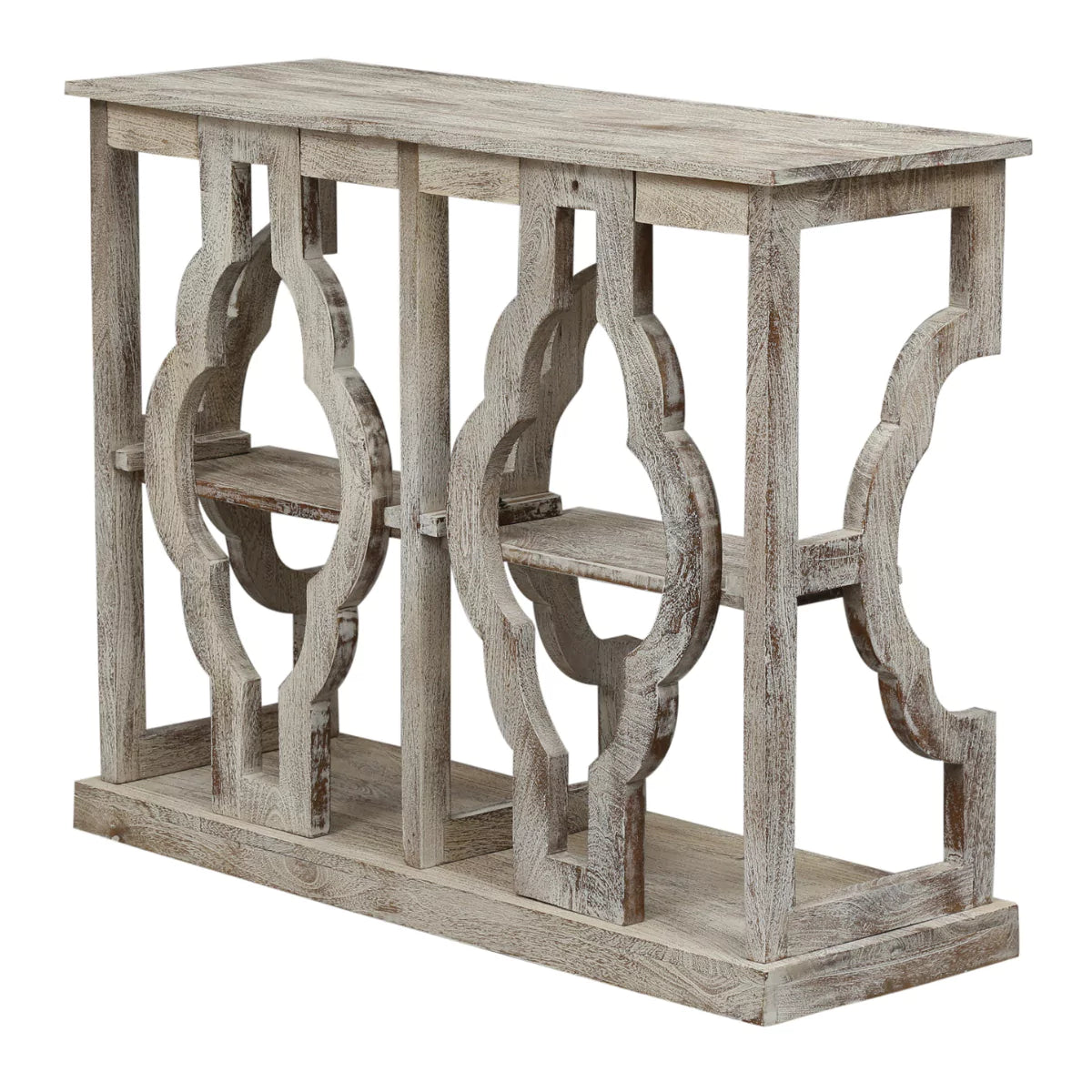 Astoria Rustic Vintage Open Console Table in Distressed Finish