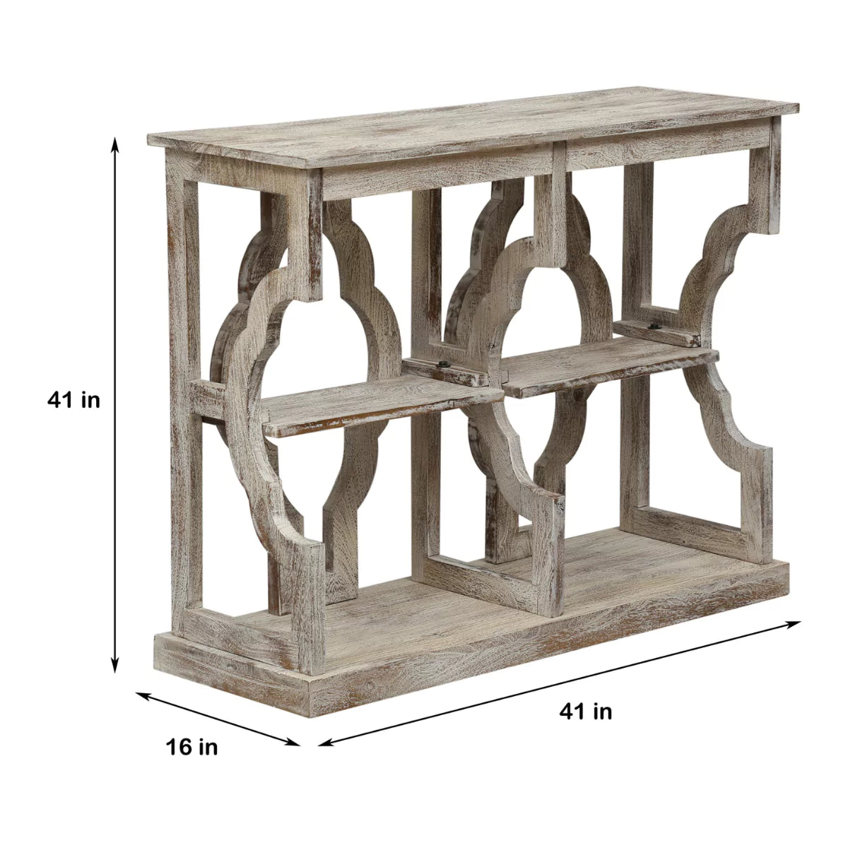 Astoria Rustic Vintage Open Console Table in Distressed Finish
