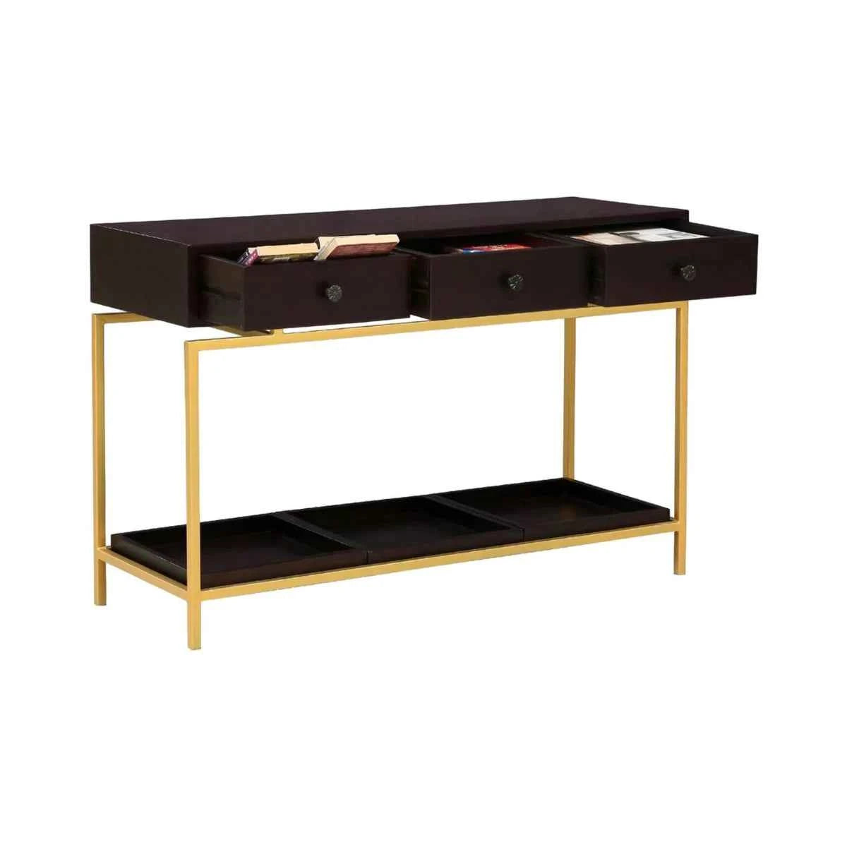 Beverly Grove Black and Gold Console Table