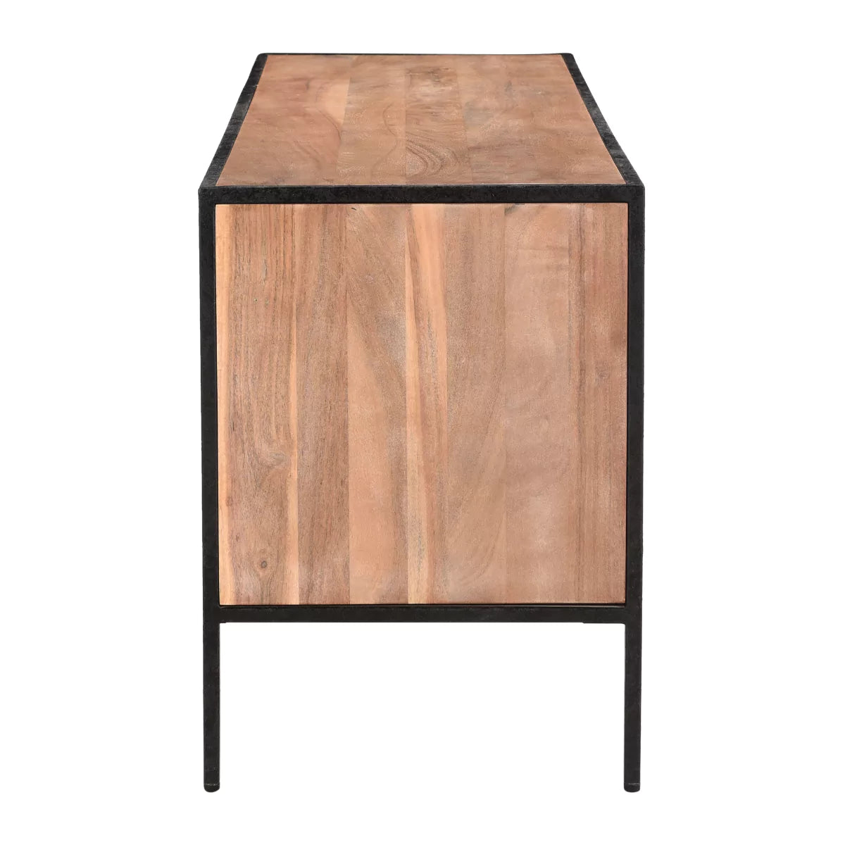 Briventa Solid Wood Rustic TV Unit with Storage - Side View