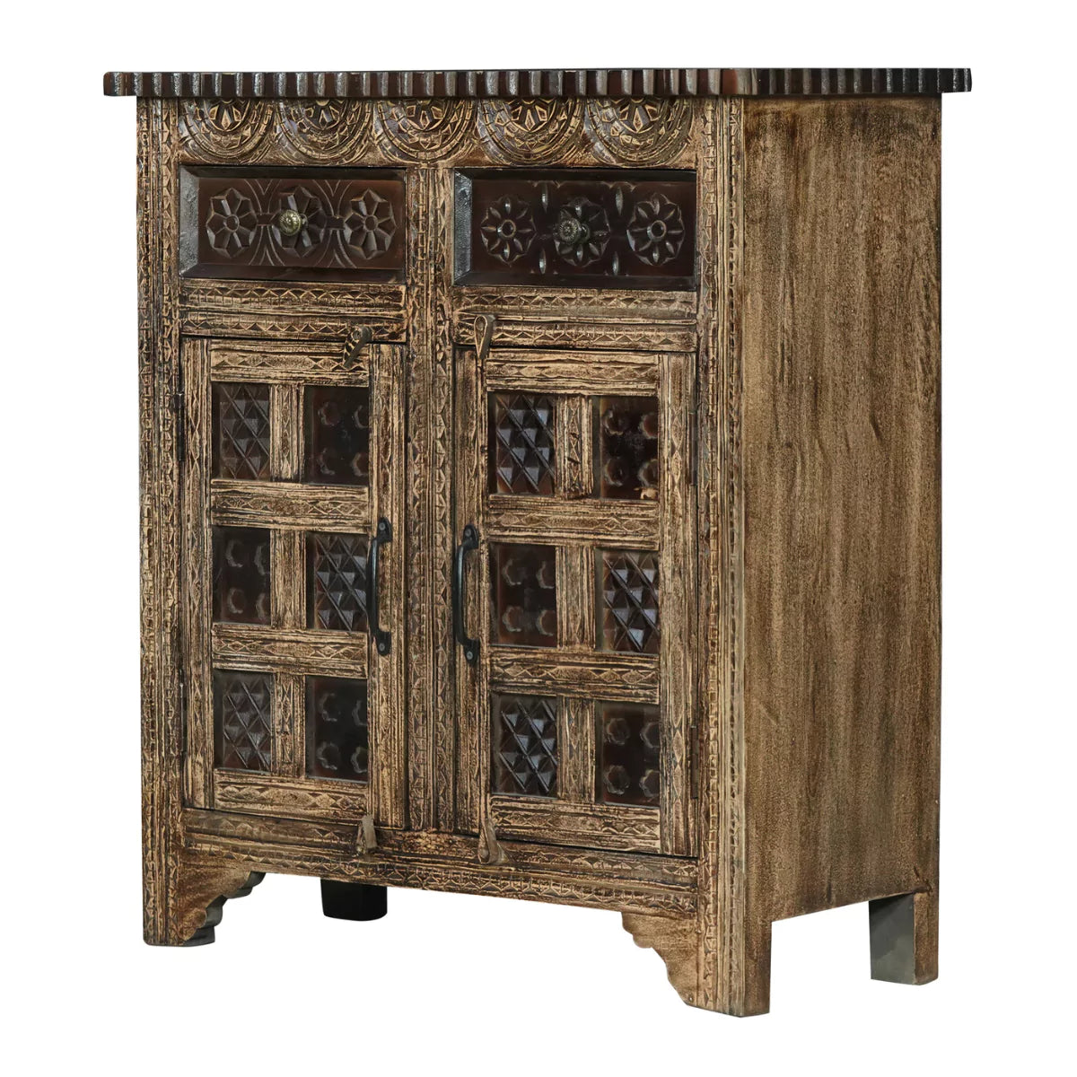 Calaveras Traditional Hand Carved Wooden Small Sideboard