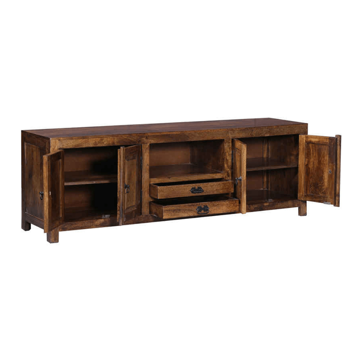Canyon Rustic Large Solid Wood TV Cabinet in Teak Finish