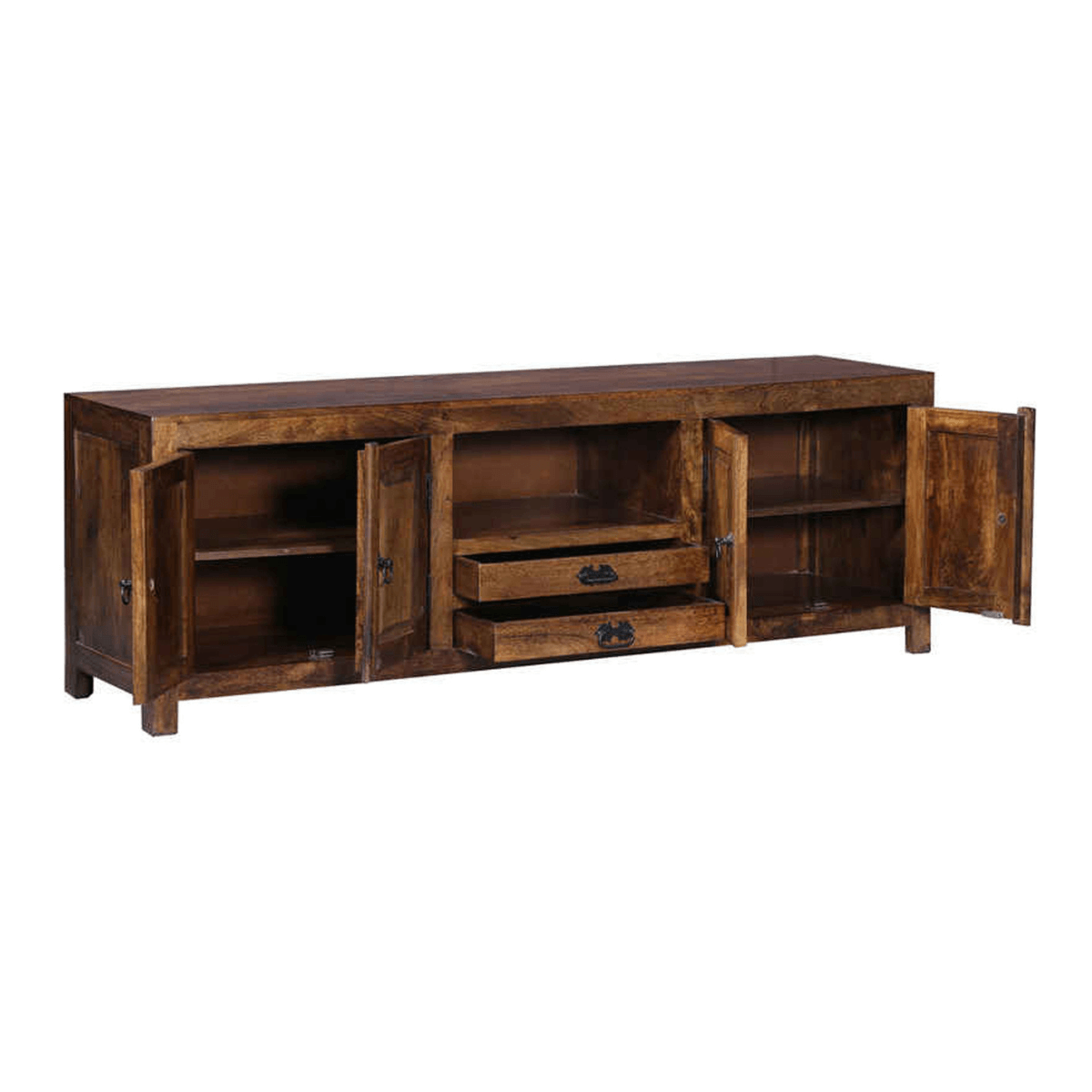 Canyon Rustic Large Solid Wood TV Cabinet in Teak Finish