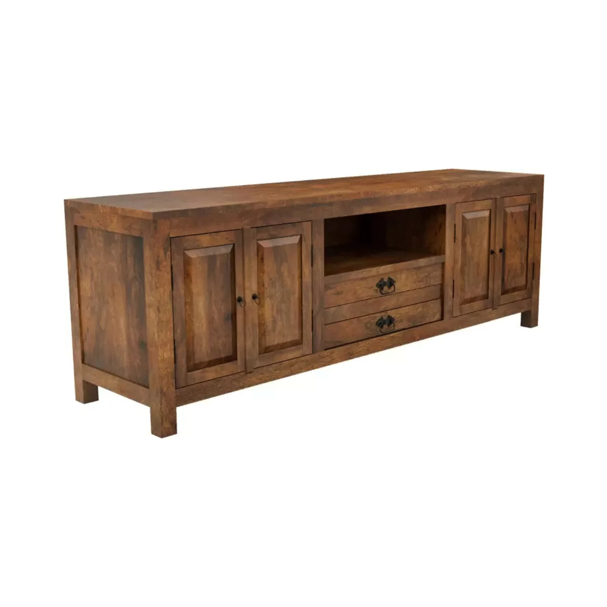 Canyon Rustic Large Solid Wood TV Cabinet in Teak Finish