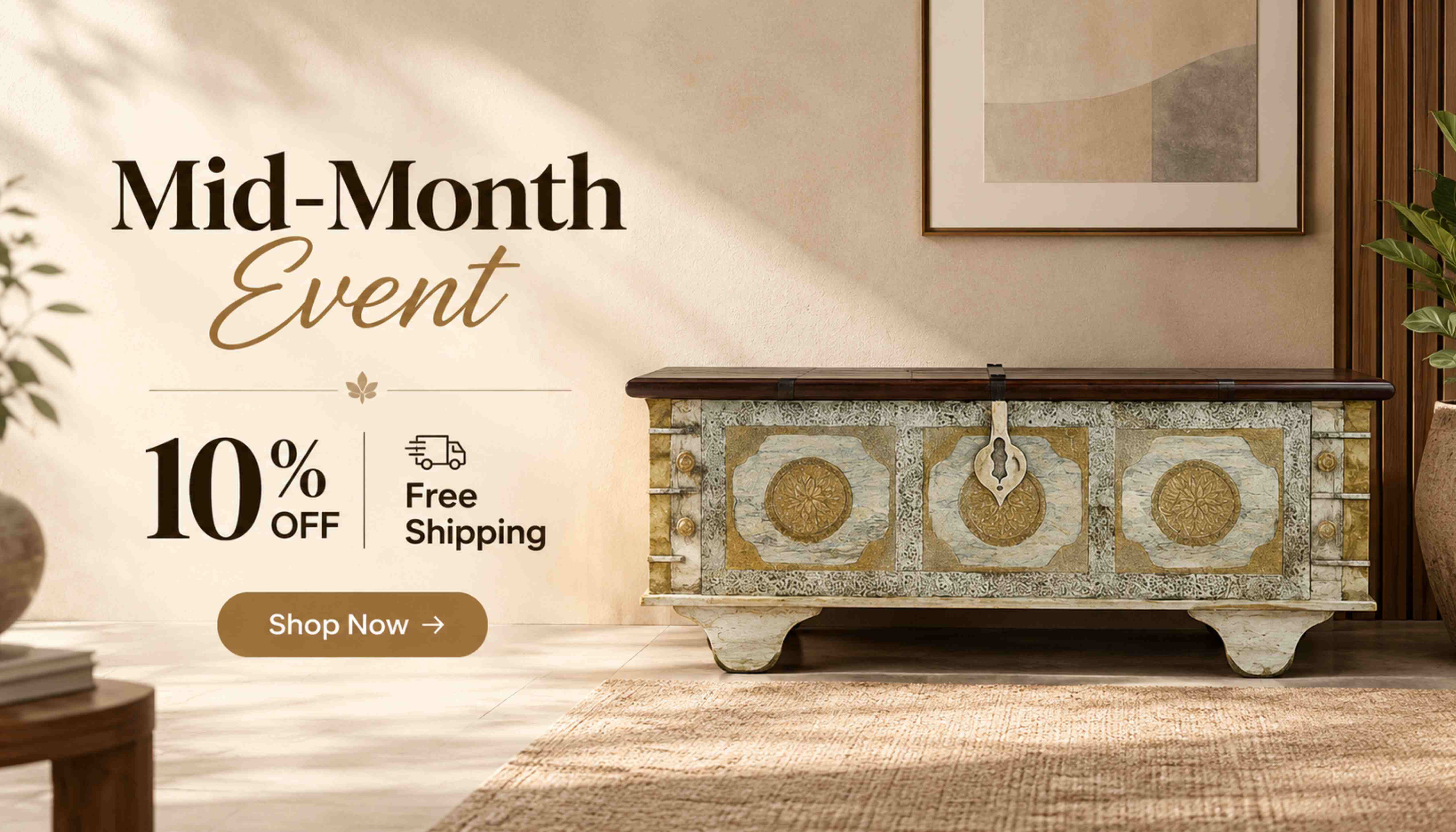Charleston __Vintage __Handcrafted __ Wooden__ Trunk