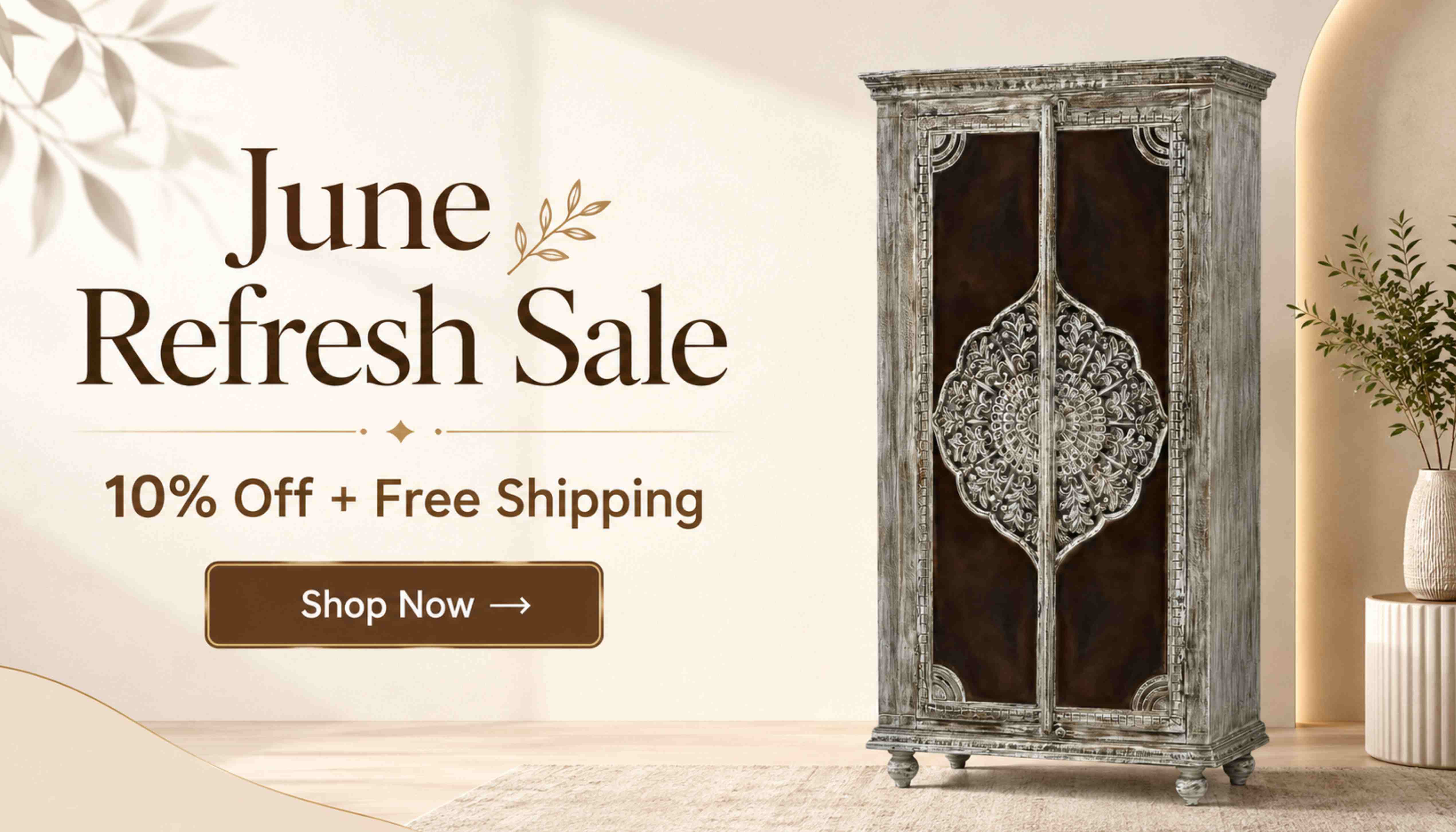 Cimarron Solid Wood Carved Boho Armoire