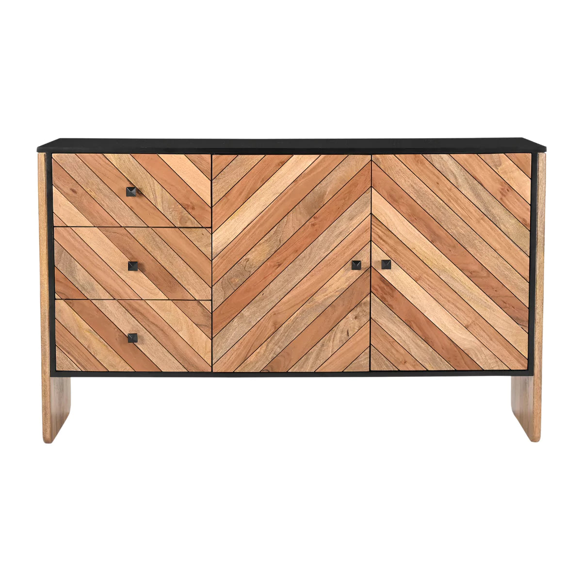 Crestora Dual-Tone Modern Solid Wood Sideboard - Front View