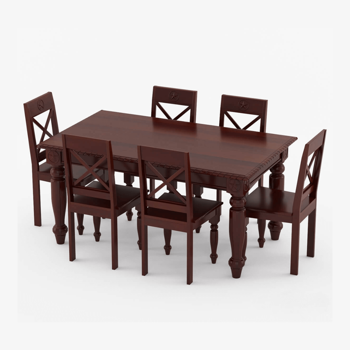 Dalhart Traditional Solid Wood Rectangle Dining Set in Mahogany Finish