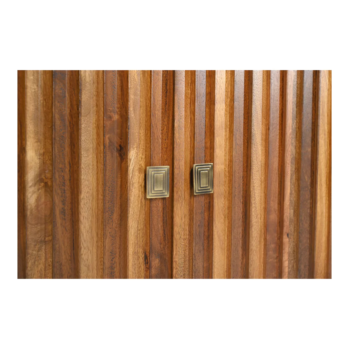 Drevora Modern Solid Wood TV Unit with Storage - Closeup View