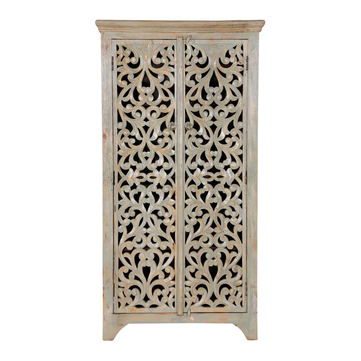 Eldridge Rustic Antique Distressed Hand Carved Solid Wood Armoire