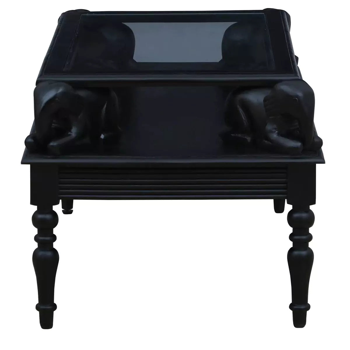 Henderson Solid Wood Black Glass Top Coffee Table