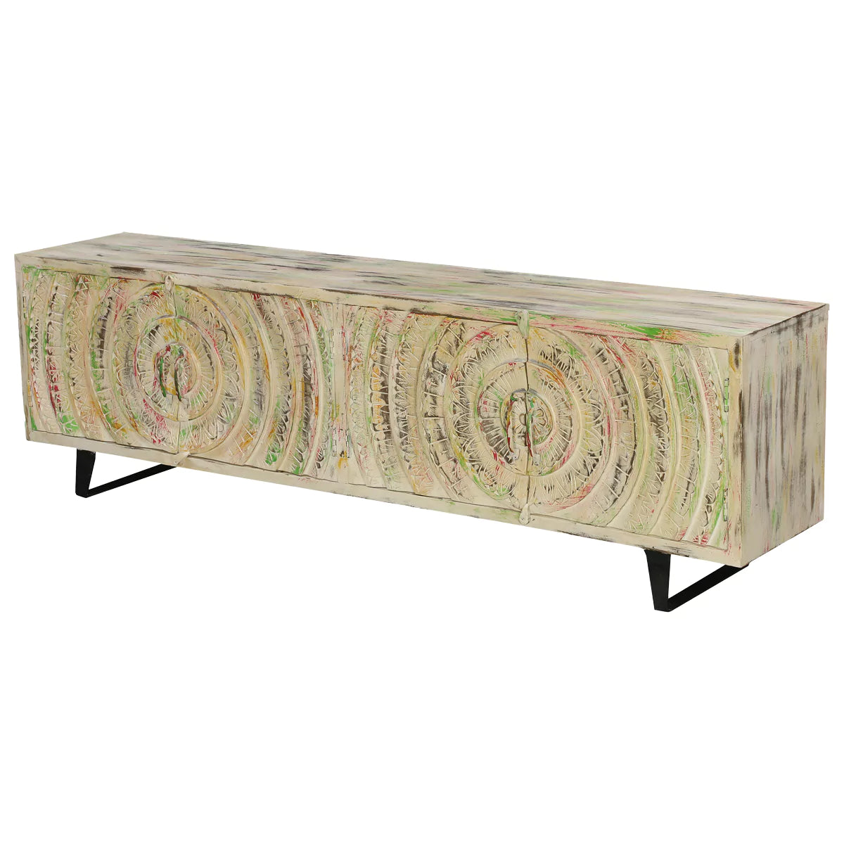 Long Island Two Tone Rustic Handcarved Media Console