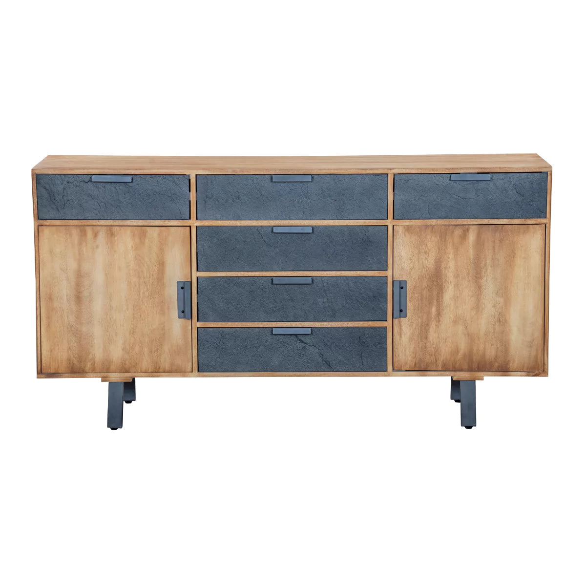 Mirevana Two-Tone Modern Solid Wood Sideboard - Front View