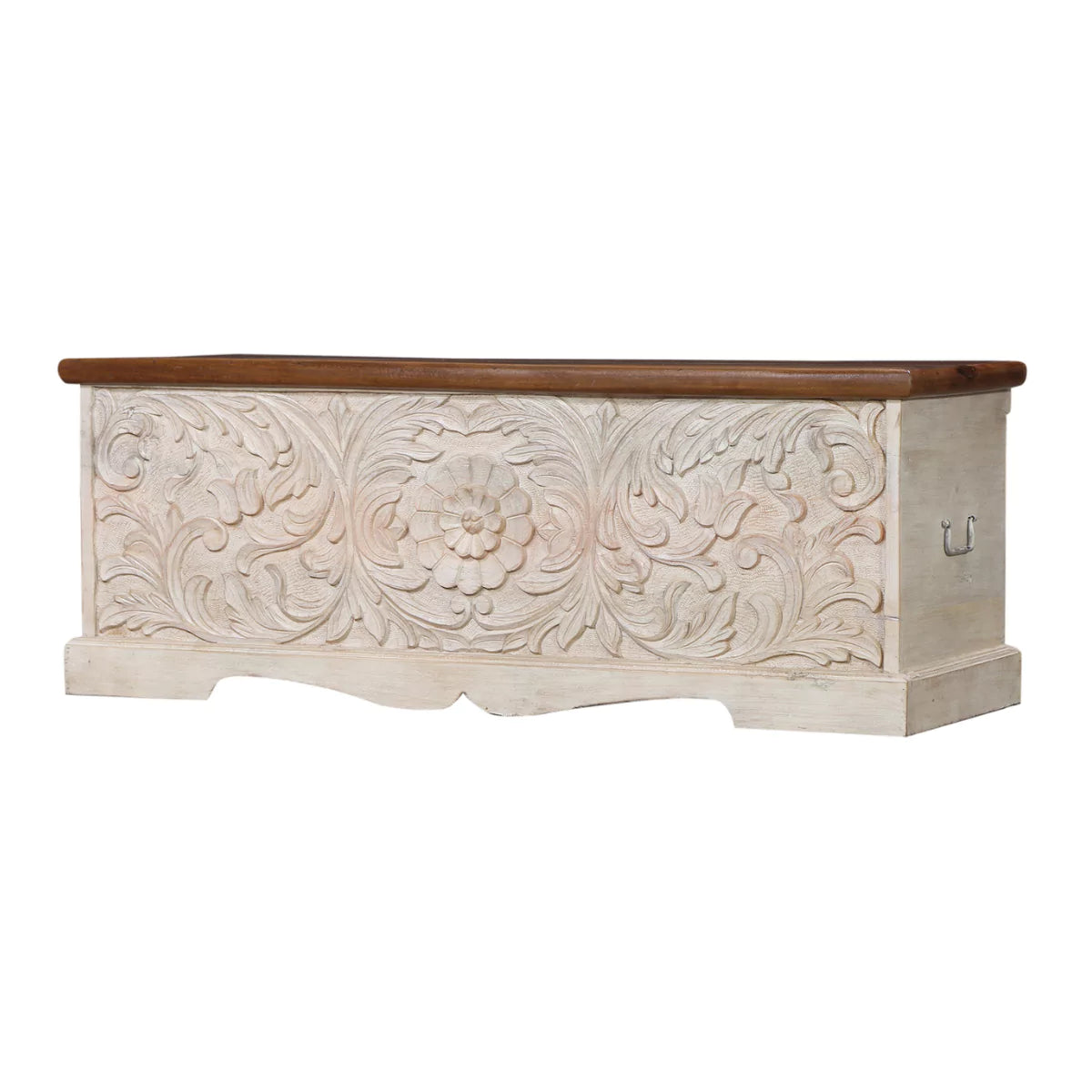 Montara Rustic Hand-Carved Distressed Wooden Storage Trunk