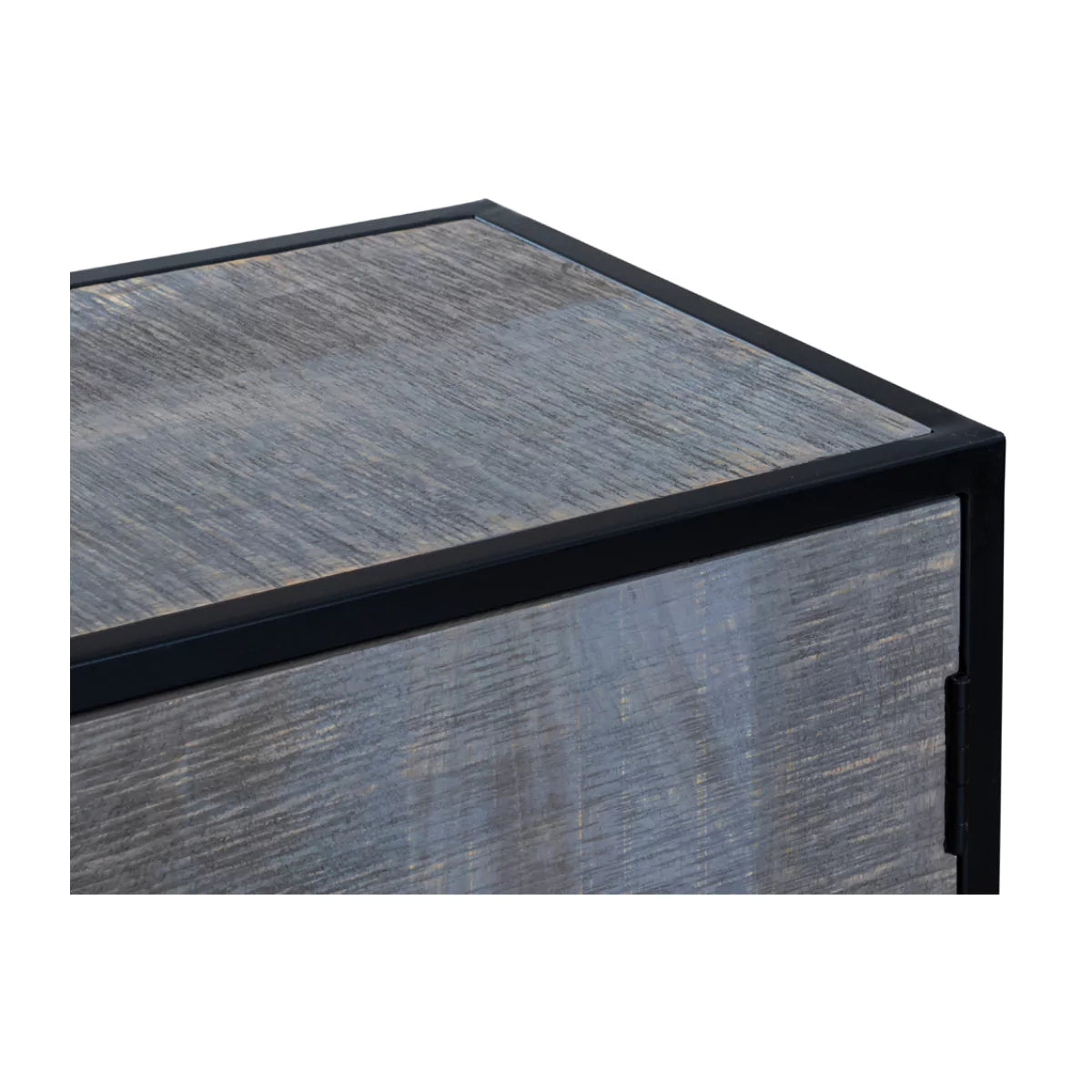 Ovela Industrial Style Grey Wooden Sideboard - Close View
