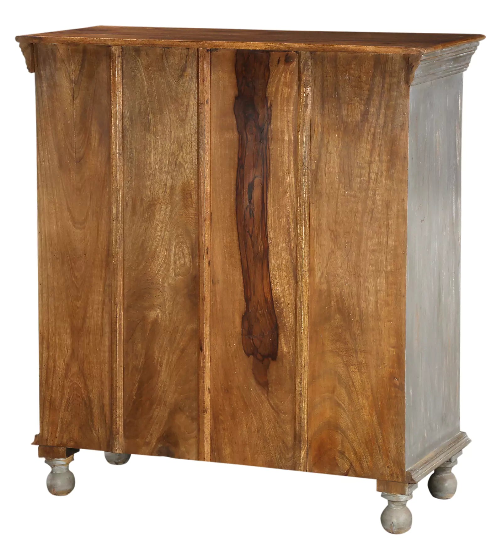 Prescott Hand-Carved Wooden Small Sideboard in Distressed Grey