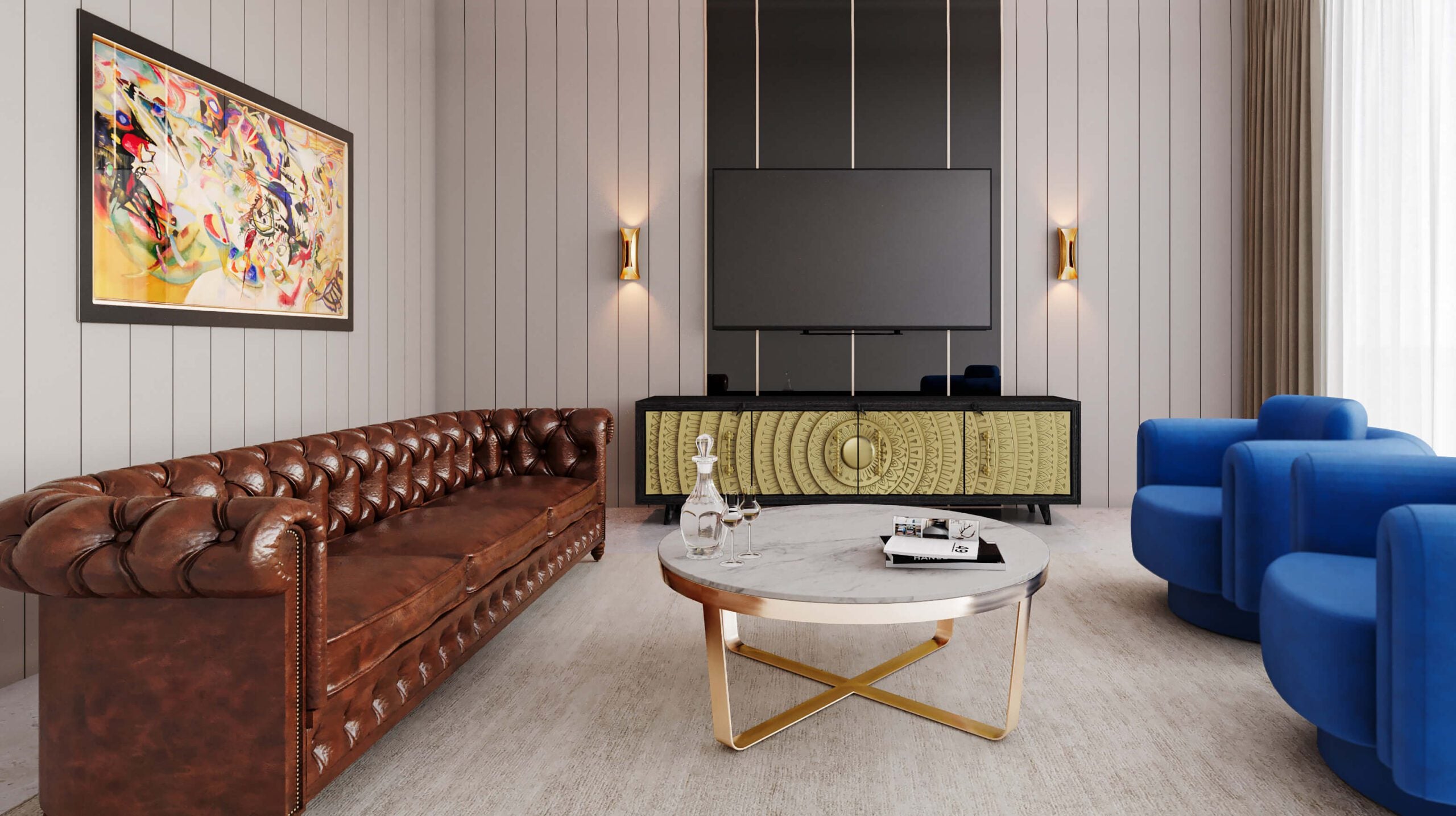 Olympia Brass 4 Door Media Console