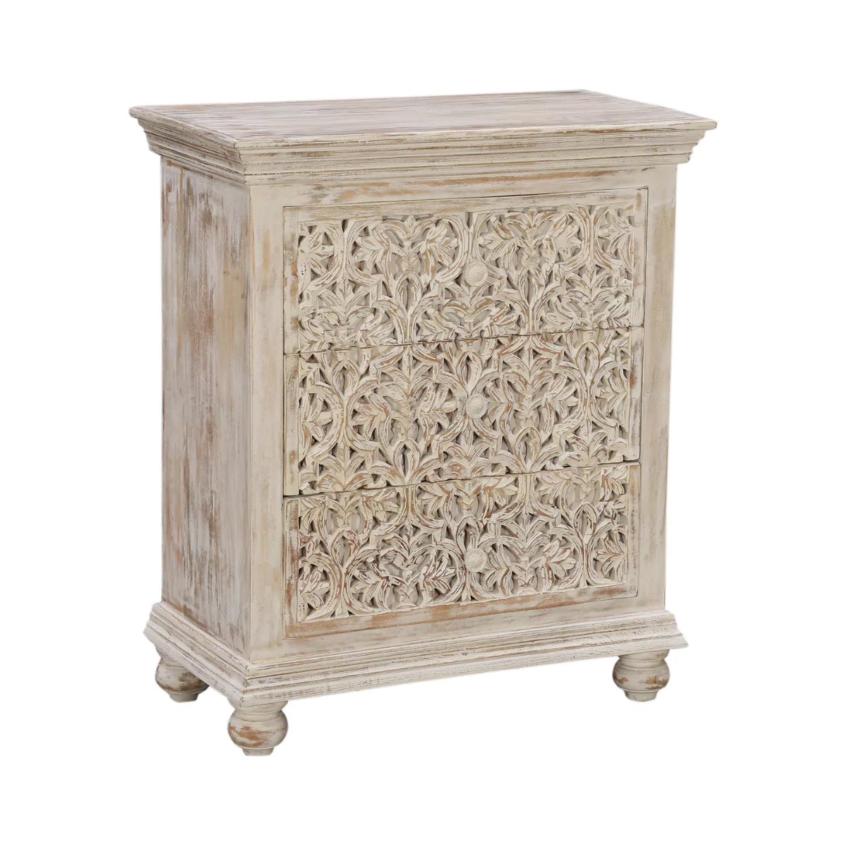 Ridgewood White Distressed Finish Solid Wood Nightstand