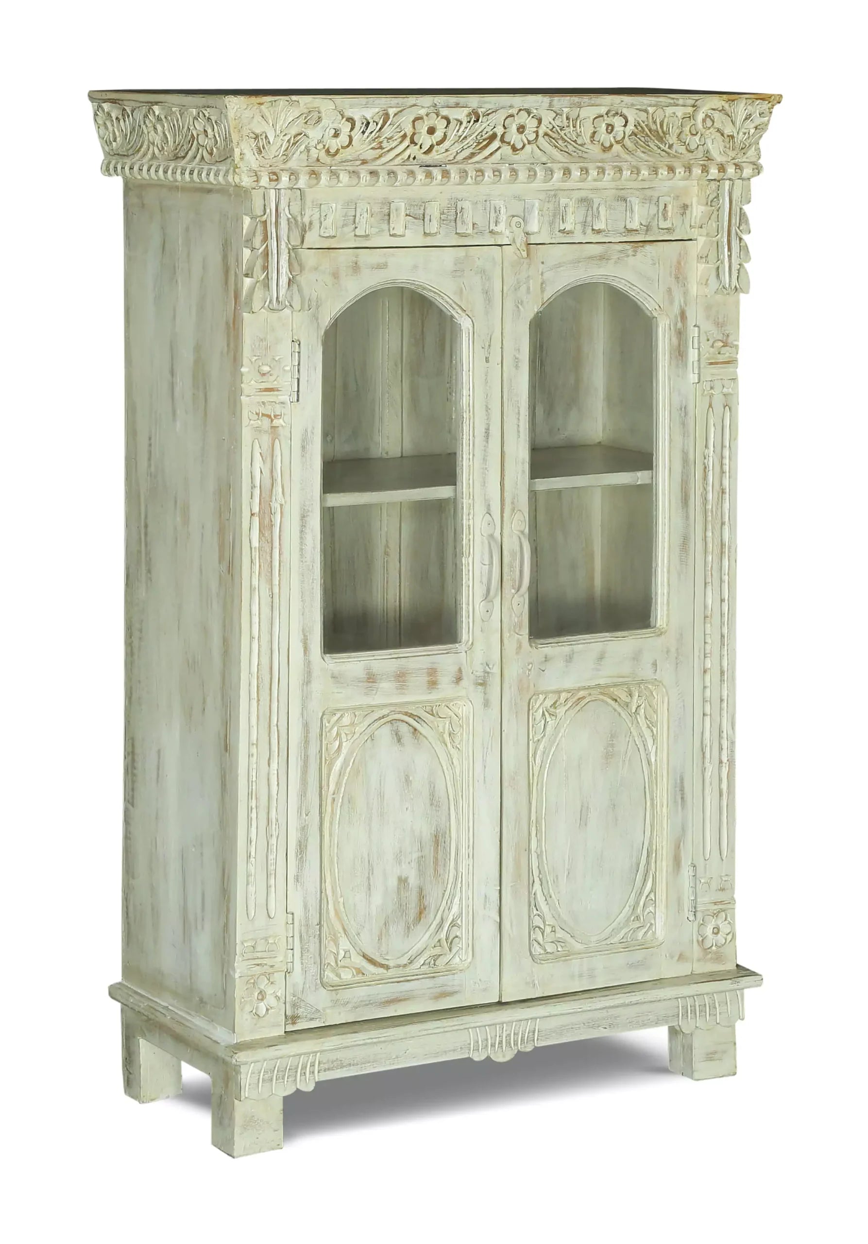 Savannah Wooden Tall Glass Door Cabinet