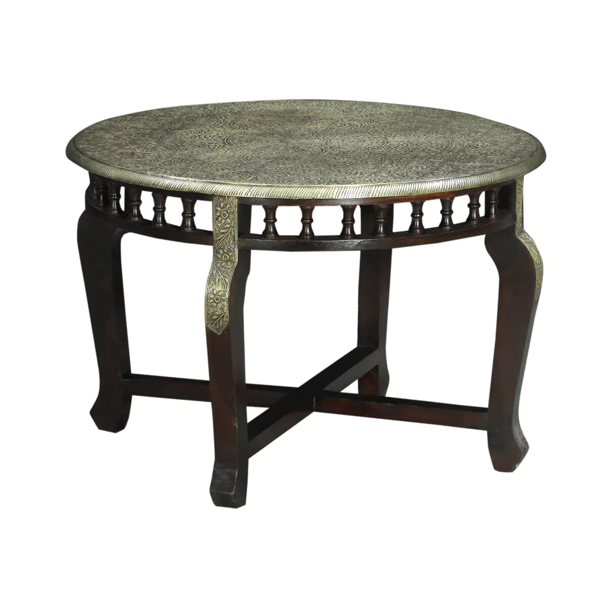 Savoy Small Round Wooden Coffee Table with Ornate Carving