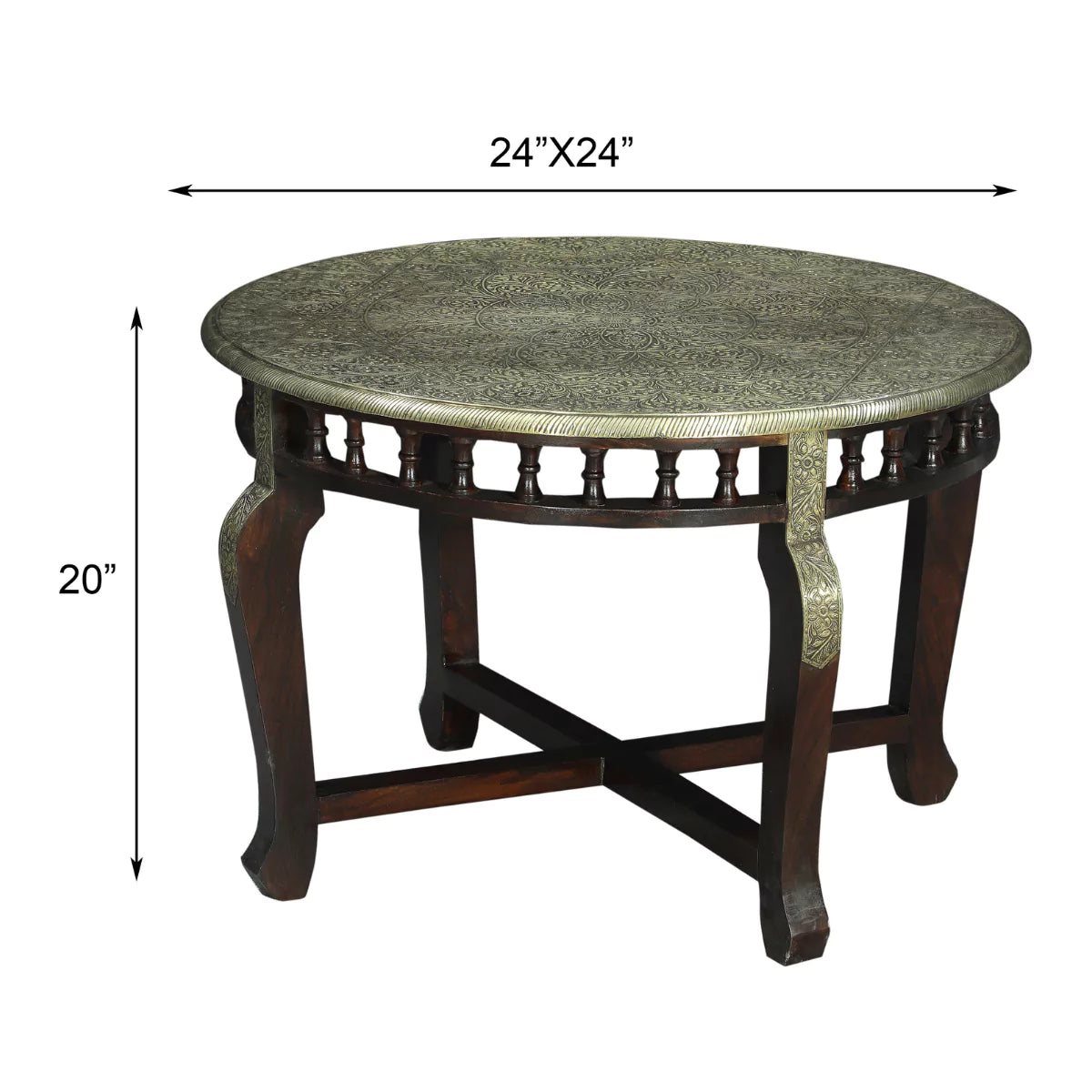 Savoy Small Round Wooden Coffee Table with Ornate Carving