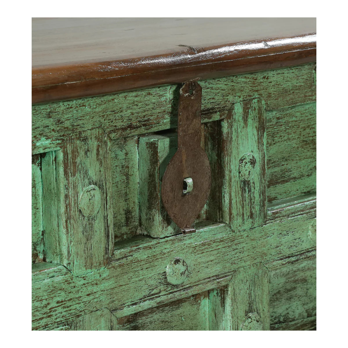 Sonora Rustic Mint Green Distressed Vintage Wooden Trunk Storage Box