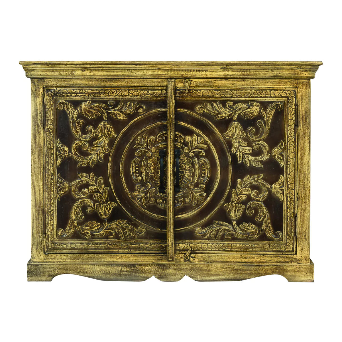 Tarnell Rustic Distressed Solid Wood Hand-Carved Small Sideboard