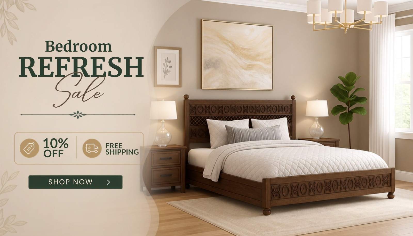 Winnetka Solid Carved Wood Bed