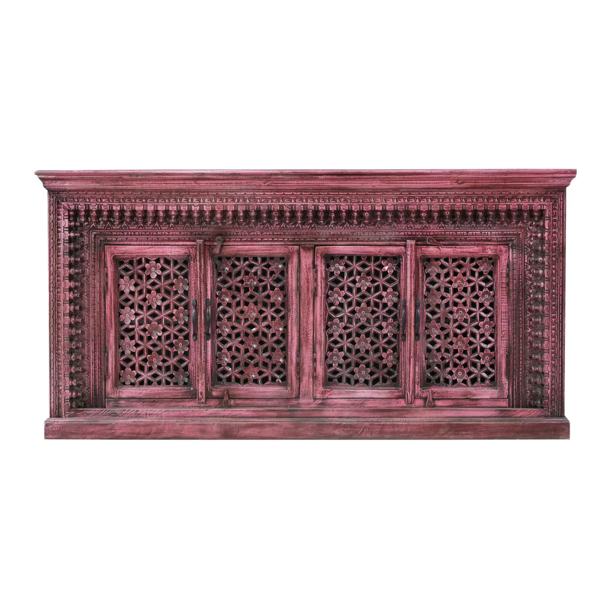 Yermo Vintage Hand Carved Large 4 Door Wooden Sideboard