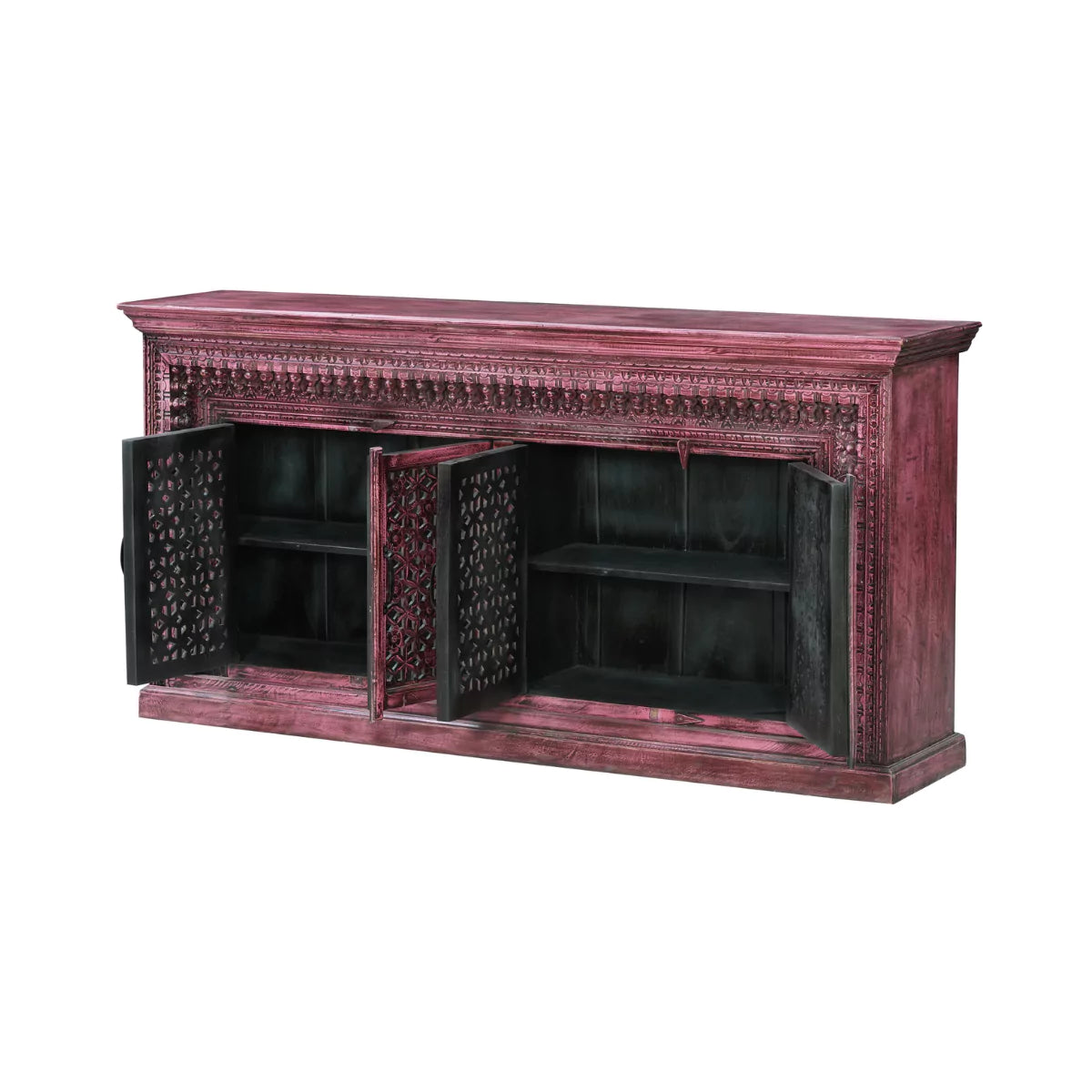 Yermo Vintage Hand Carved Large 4 Door Wooden Sideboard