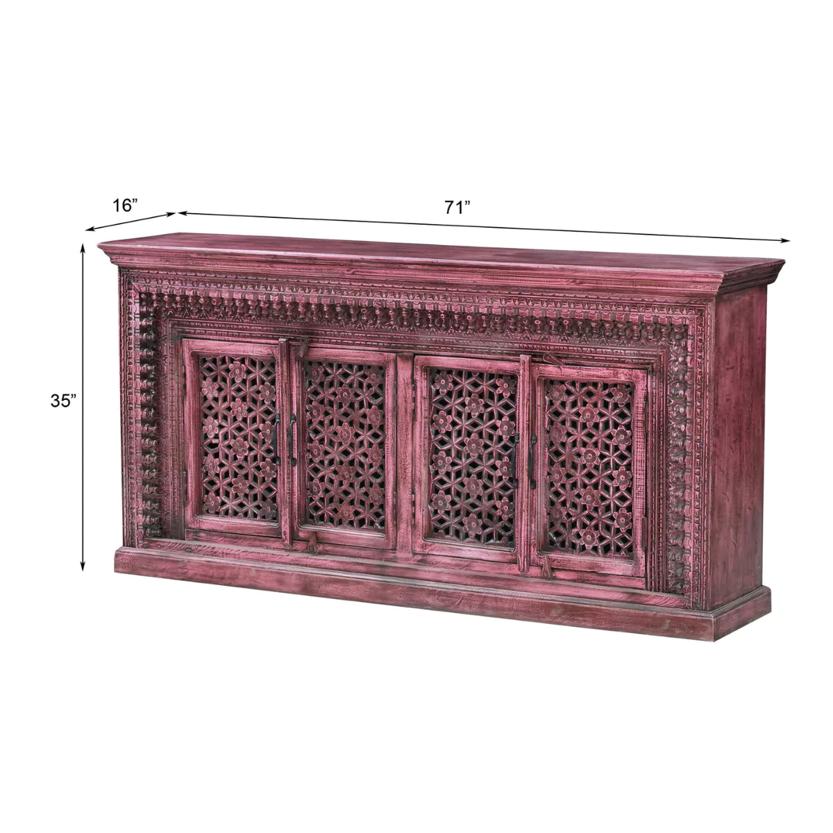 Yermo Vintage Hand Carved Large 4 Door Wooden Sideboard