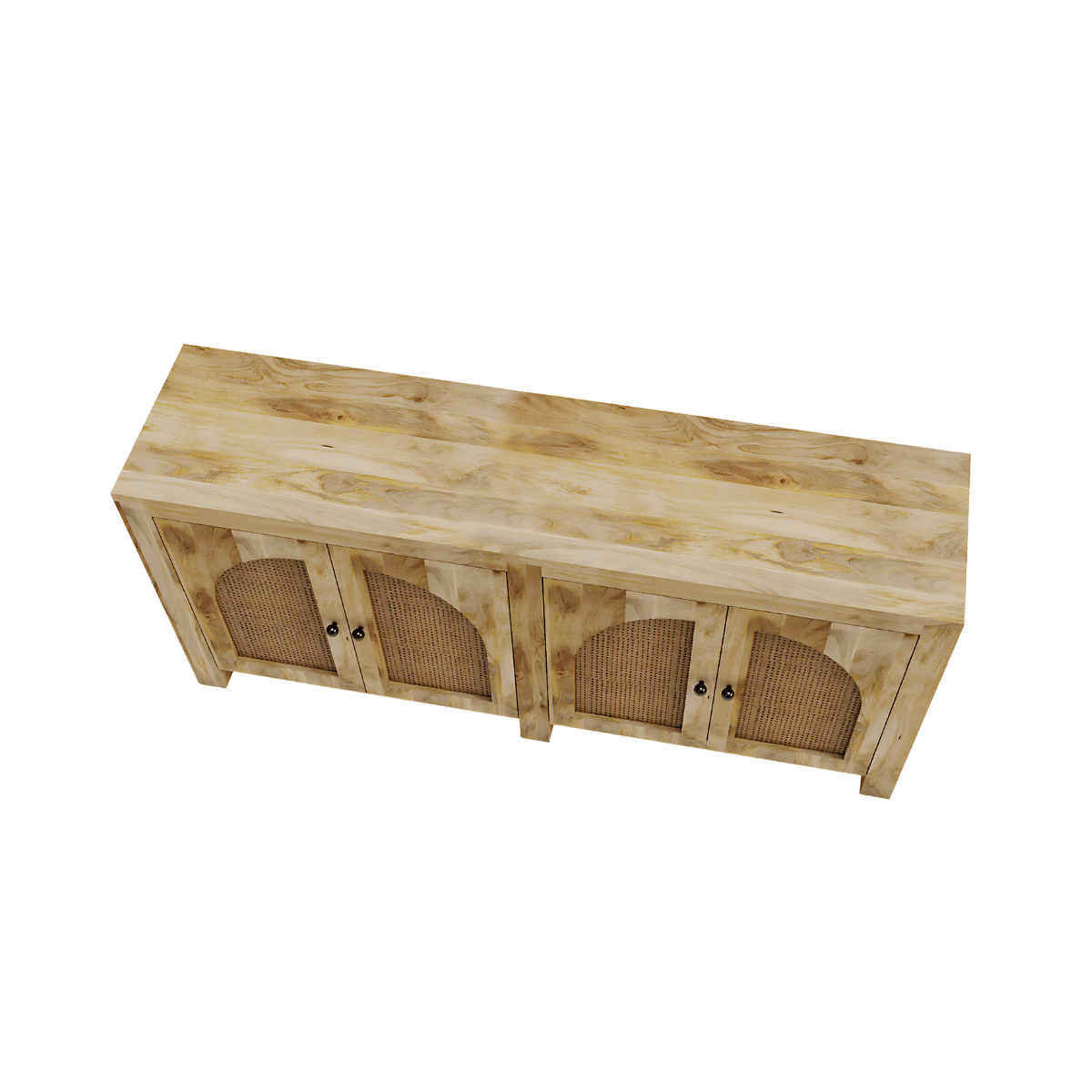 Aberdeen 4 Door Rattan Sideboard – front view | Oak & Loom Solid Wood Furniture