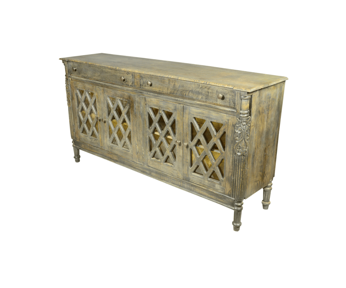 Brookfield Solid Mango Wood 4 Door Large Sideboard – close-up view | Oak & Loom Solid Wood Furniture
