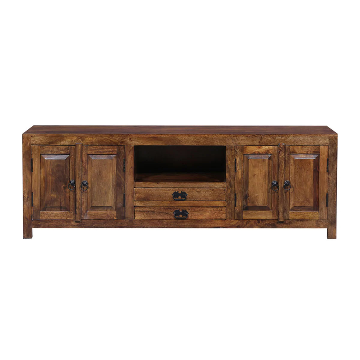 Canyon Rustic Large Solid Wood TV Cabinet in Teak Finish