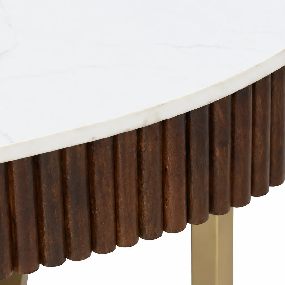 Elara Contemporary Oval Fluted Porcelain-Top Coffee Table