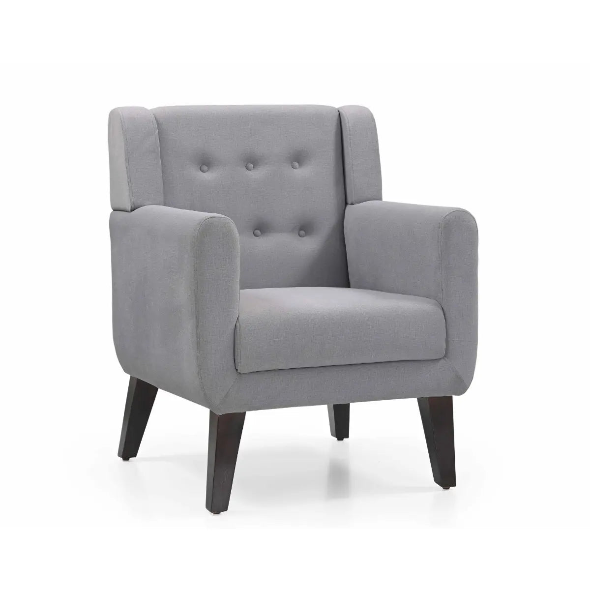 Korven Grey Button-Tufted Wingback Armchair