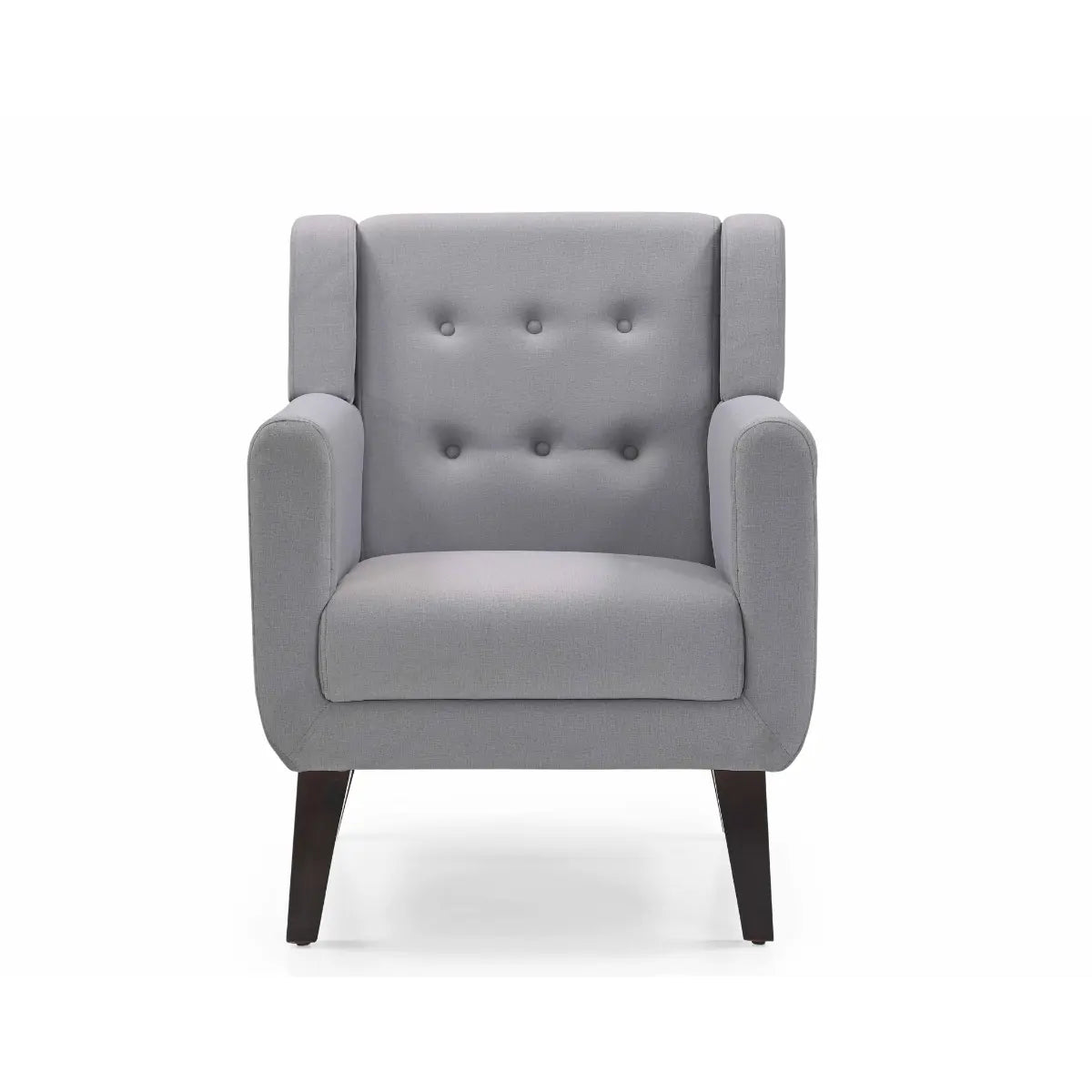 Korven Grey Button-Tufted Wingback Armchair