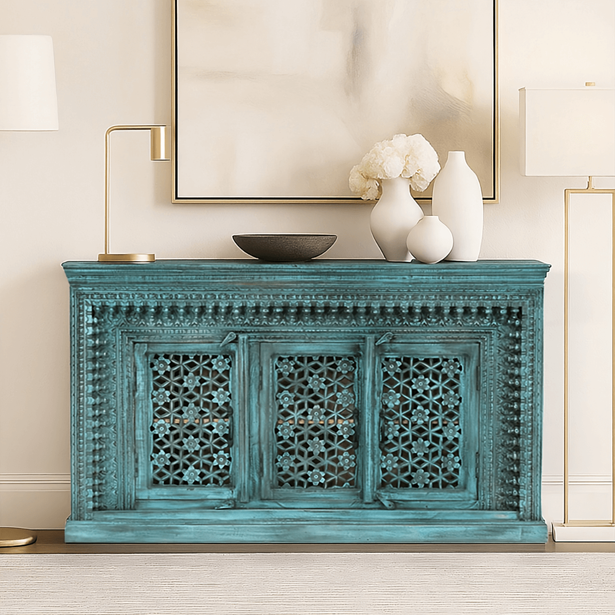 Manhattan Rustic Handcarved Sideboard – view 3 | Oak & Loom Solid Wood Furniture