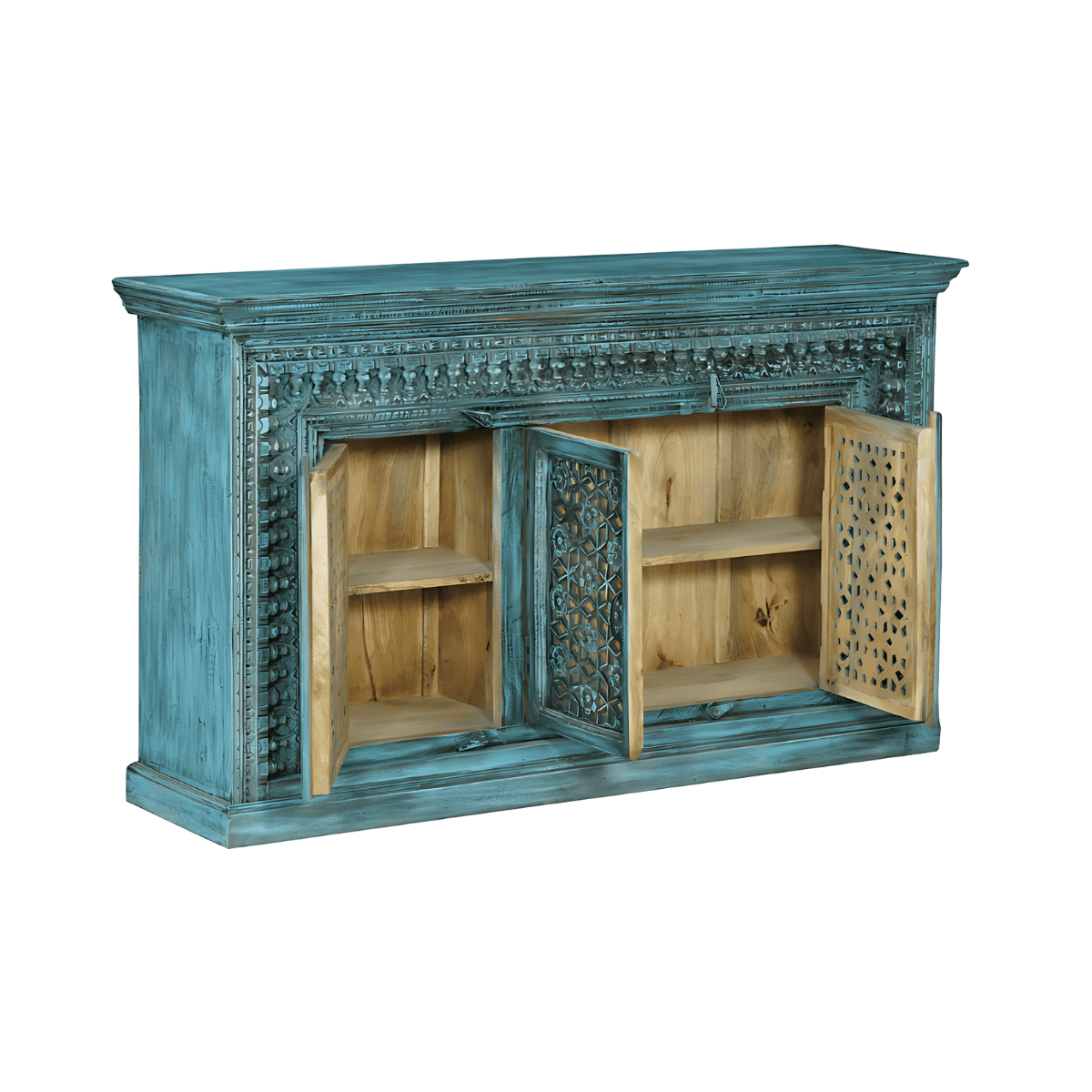 Manhattan Rustic Handcarved Sideboard – side view | Oak & Loom Solid Wood Furniture