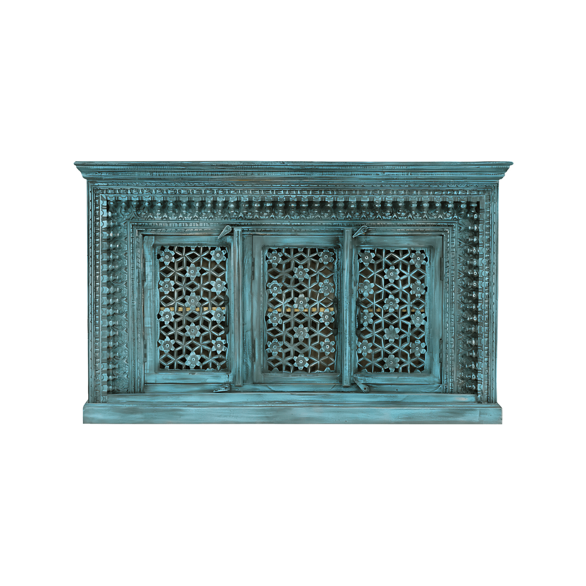 Manhattan Rustic Handcarved Sideboard – open view | Oak & Loom Solid Wood Furniture