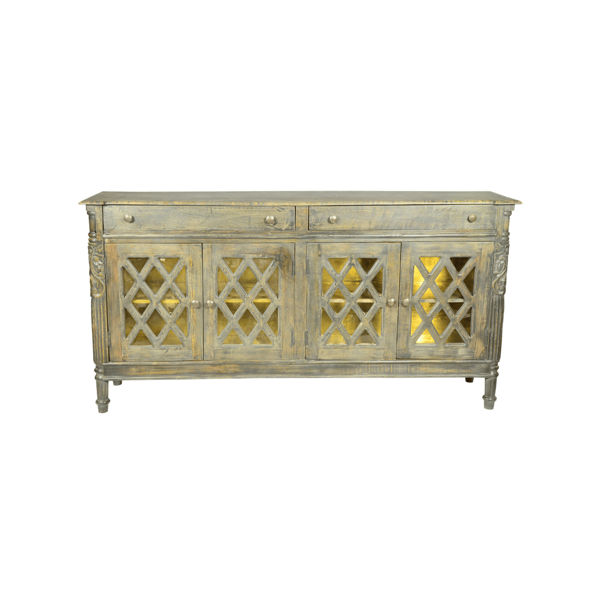 Brookfield Solid Mango Wood Carved 4 Door Large Sideboard