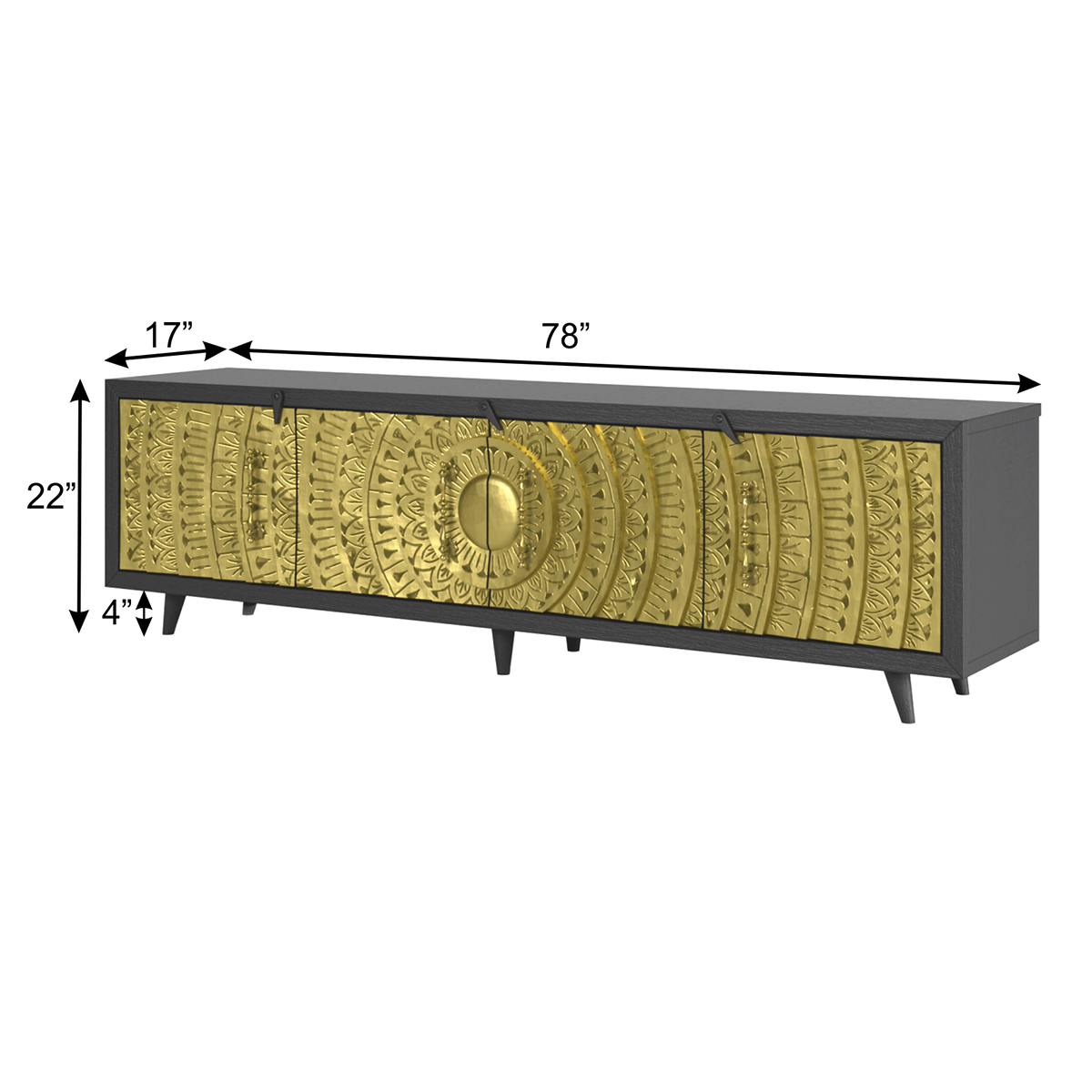 Olympia Brass 4 Door Media Console