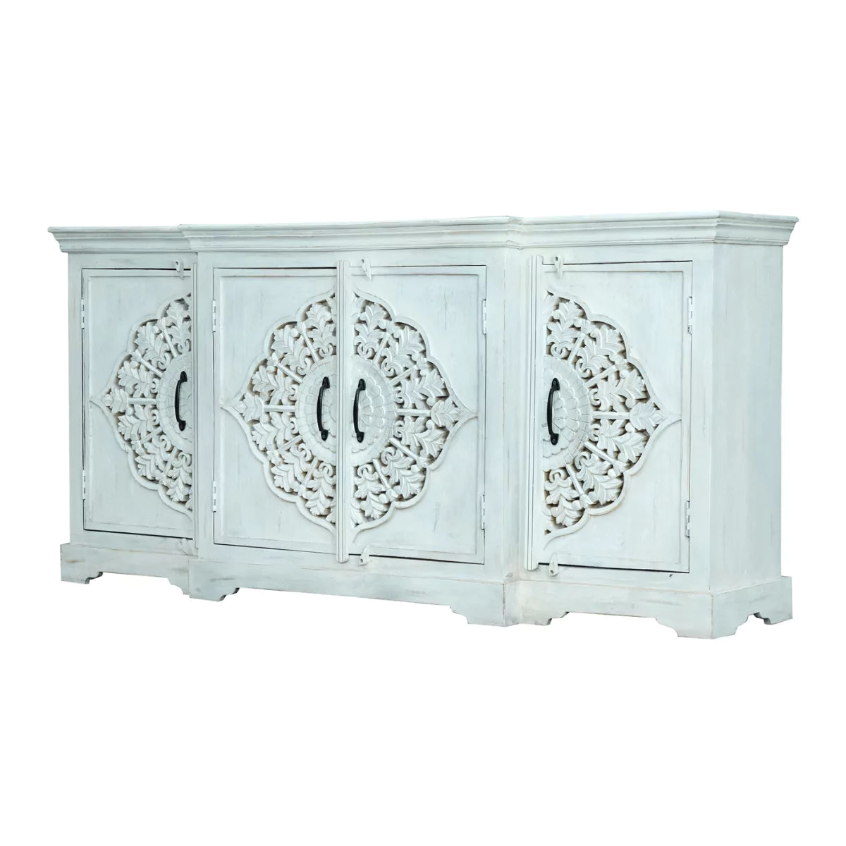 Sonoma White 4 Door Wooden Sideboard Distressed – back view | Oak & Loom Solid Wood Furniture