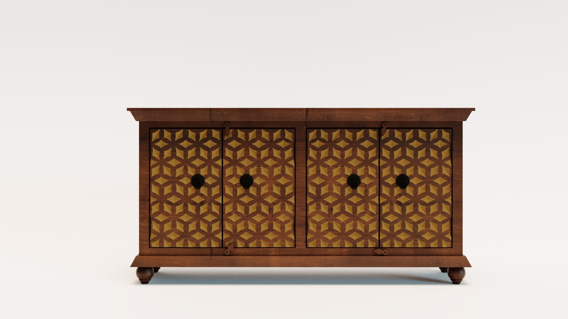 Vernado Rustic Wood 4-Door Sideboard – option 2 front view | Oak & Loom Solid Wood Furniture